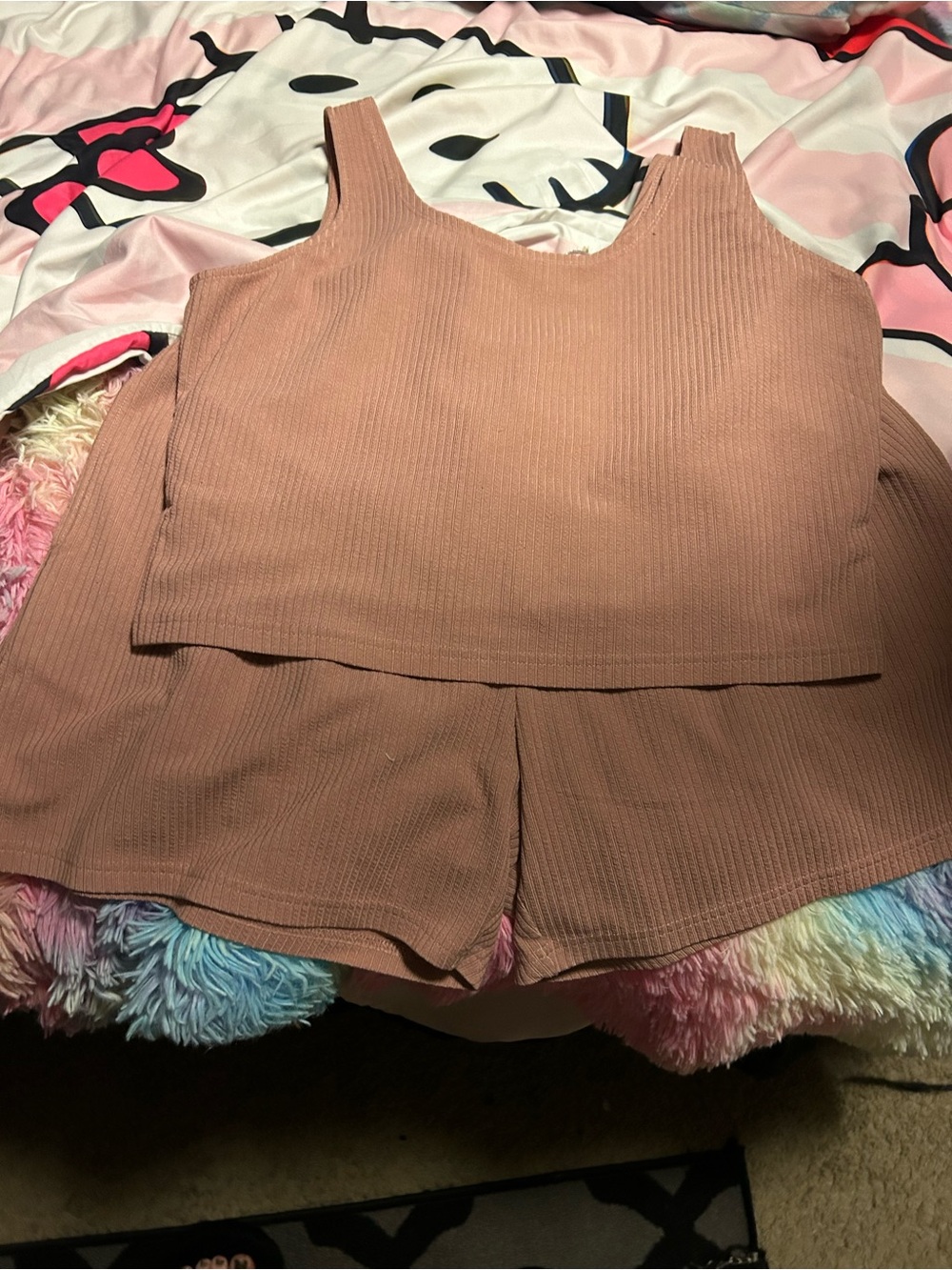 Ribbed Tank Top in Dusty Rose
